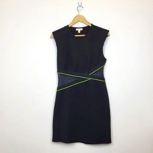 silence + noise Black 80's Mini Dress with sheer cutouts, Size Medium, EUC
